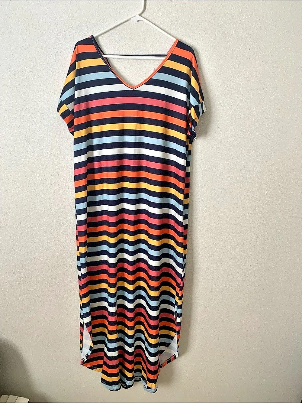 Striped Maxi Dress in Black & Orange New Without Tags
